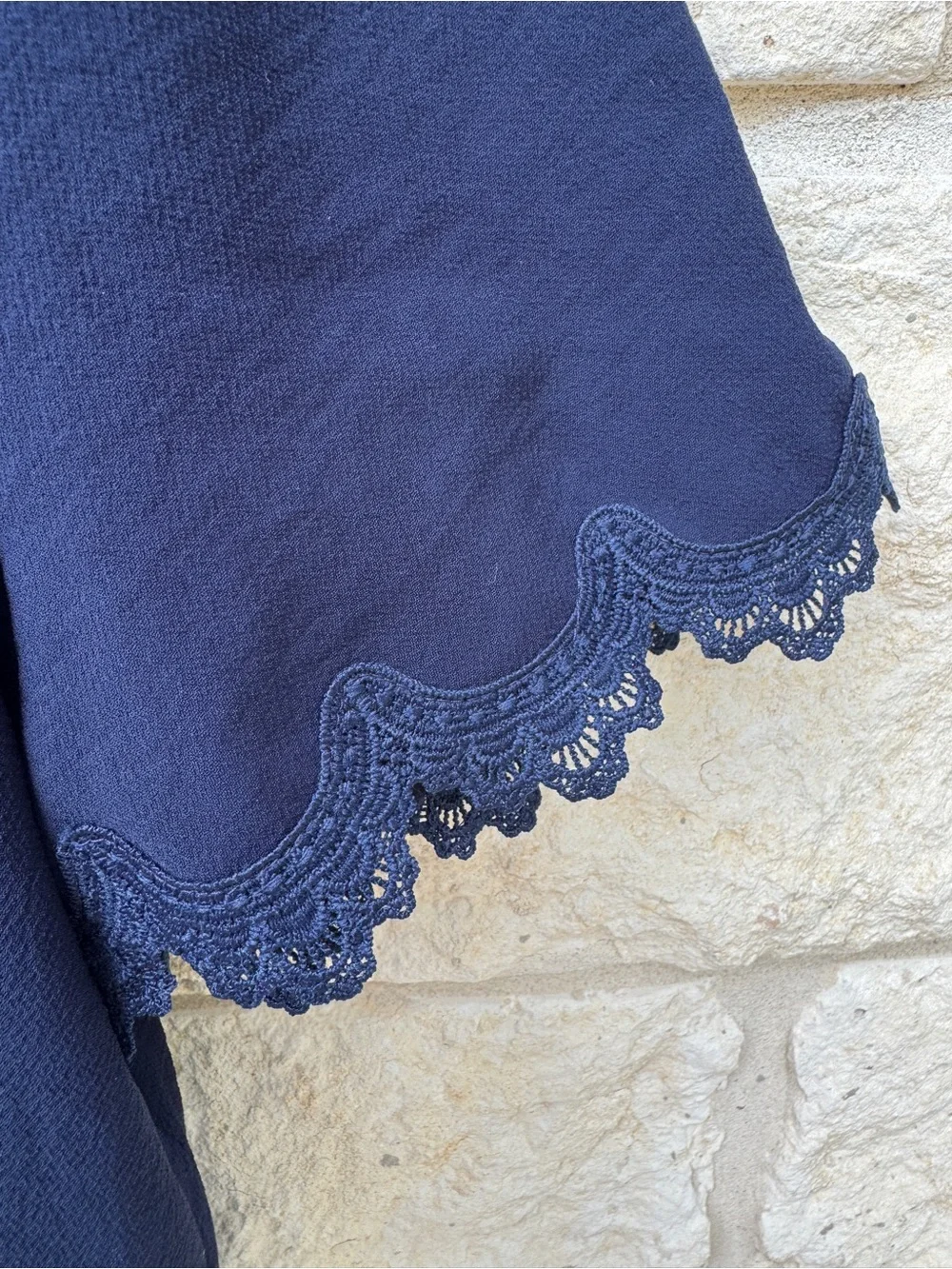 Sezane Navy Button-Front V-Neck Blouse - Picture 3 of 5